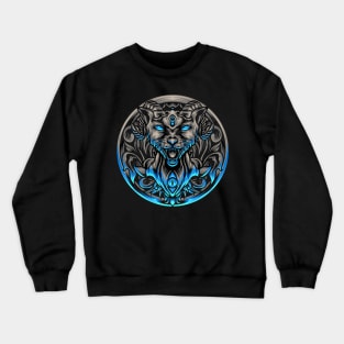 Egyptian satanic cat with ornaments Crewneck Sweatshirt